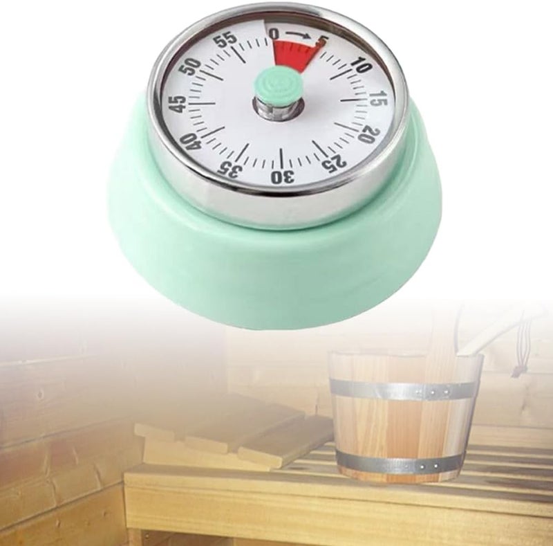 VOVCIG Stainless Steel Sauna Timer, Mechanical Clock Timer Sauna Accessory for Sauna Rooms and Spas, Up to 55 Minutes, Mechanical Self Drive No Batteries Required (Green) - Image 1